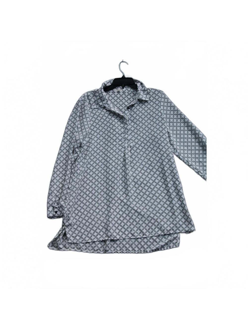 Pleione Women's Nordstrom Geometric Chain Link Print Roll Tab Long Sleeve Tunic